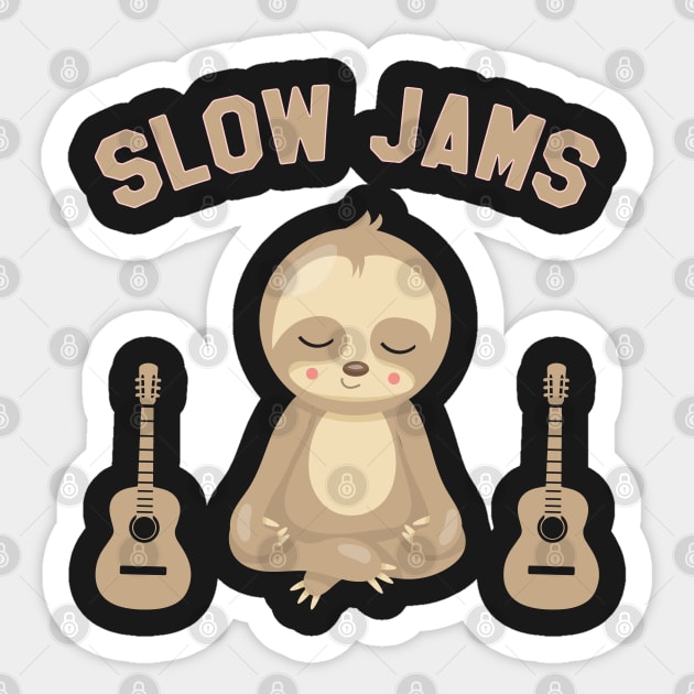 Sloth Playing/Listening Guitar Slow Jams - Funny Sloth Sticker by kdpdesigns